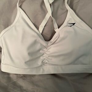 Gymshark White Ruched Sports Bra